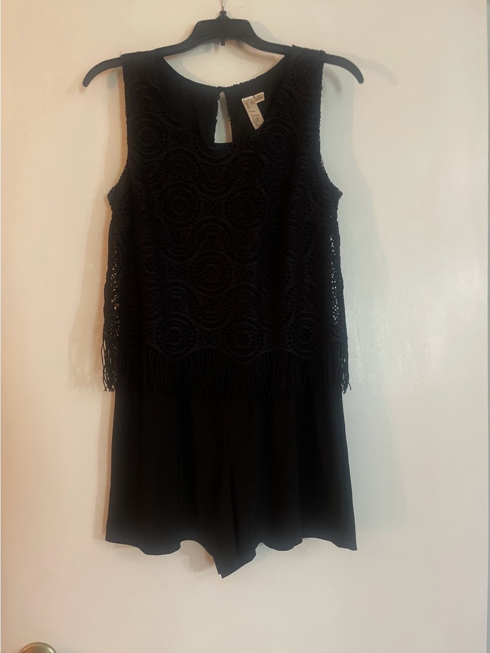 Emma & Michele Black Lace Fringe Romper